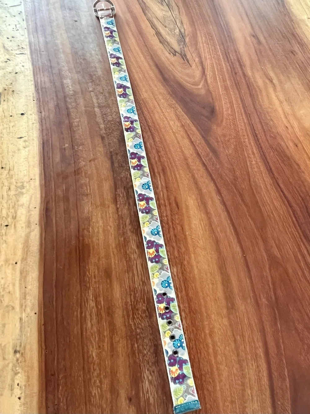 Vintage Fossil Multicolor Suede Patchwork Belt Eyelet Boho Floral Canvas Lined M